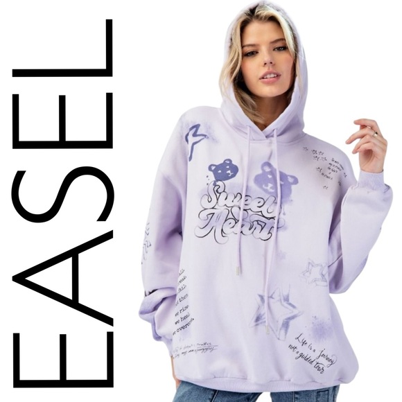 easel Tops - 399:  EASEL NWT HOODIE LILAC (R2)